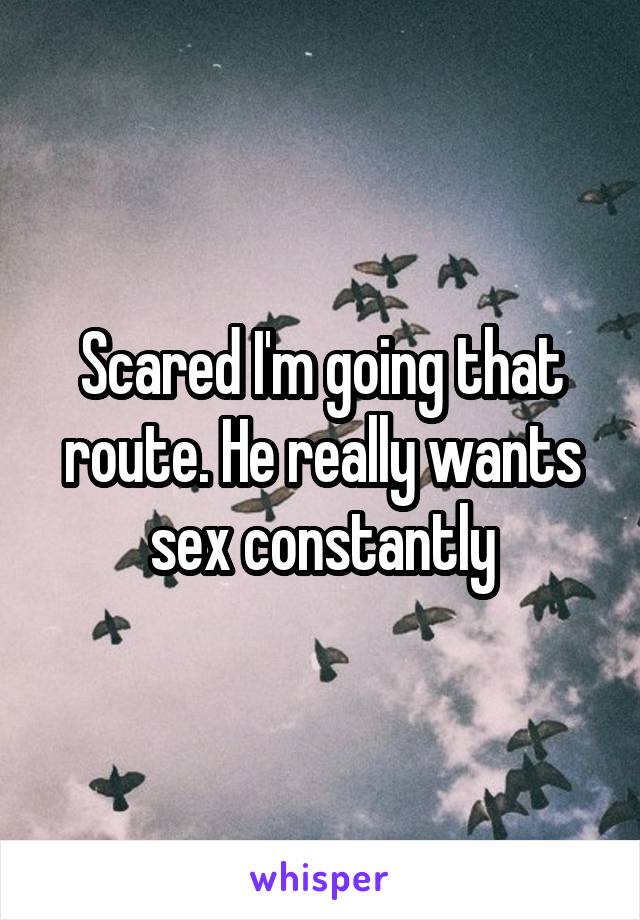 Scared I'm going that route. He really wants sex constantly
