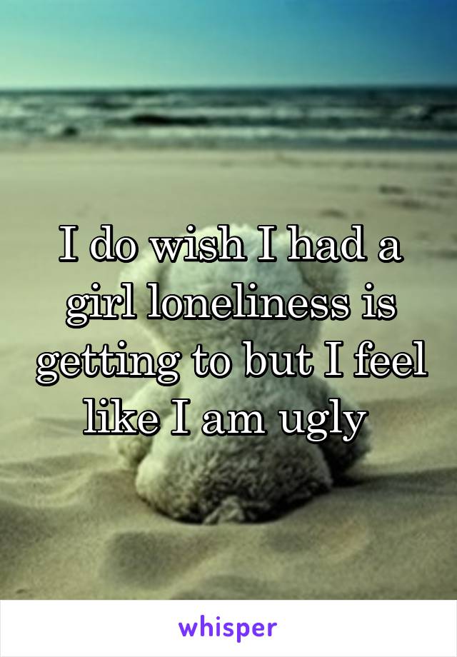 I do wish I had a girl loneliness is getting to but I feel like I am ugly 