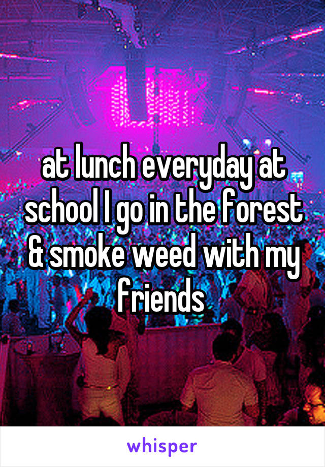 at lunch everyday at school I go in the forest & smoke weed with my friends 