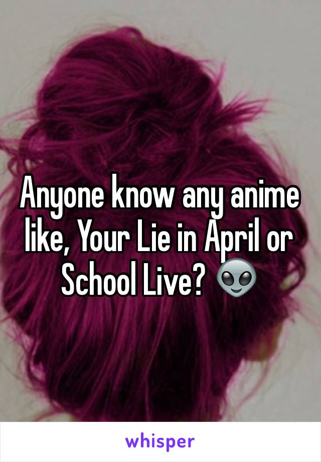 Anyone know any anime like, Your Lie in April or School Live? 👽