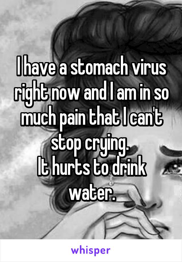 I have a stomach virus right now and I am in so much pain that I can't stop crying. 
It hurts to drink water.