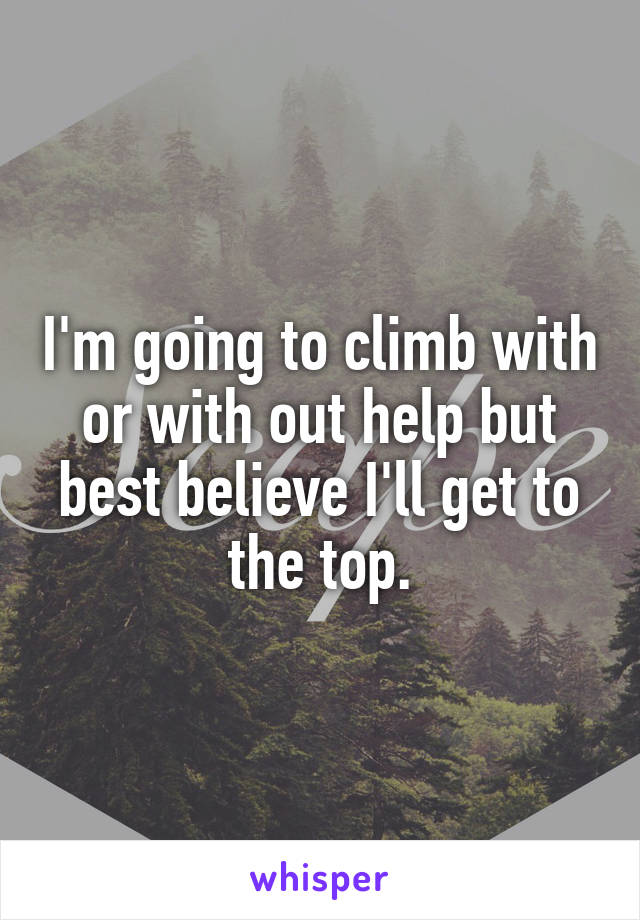 I'm going to climb with or with out help but best believe I'll get to the top.