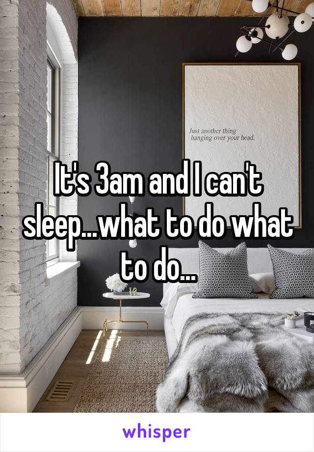 It's 3am and I can't sleep...what to do what to do...