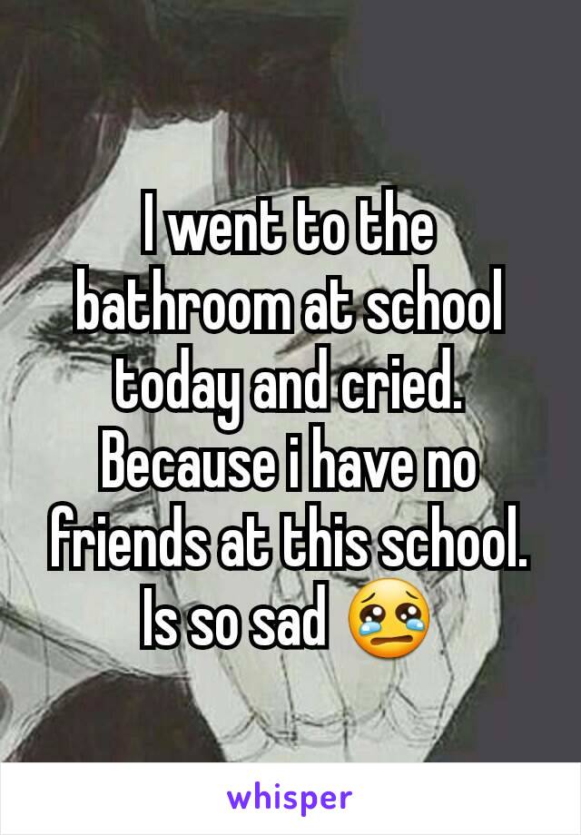 I went to the bathroom at school today and cried.  Because i have no friends at this school.  Is so sad 😢