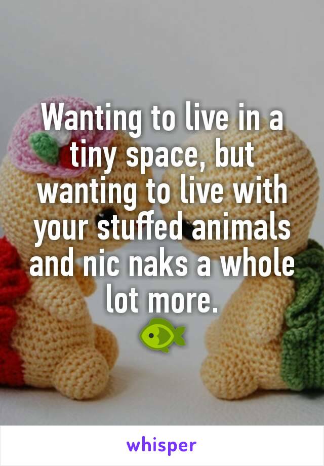 Wanting to live in a tiny space, but wanting to live with your stuffed animals and nic naks a whole lot more.
🐟