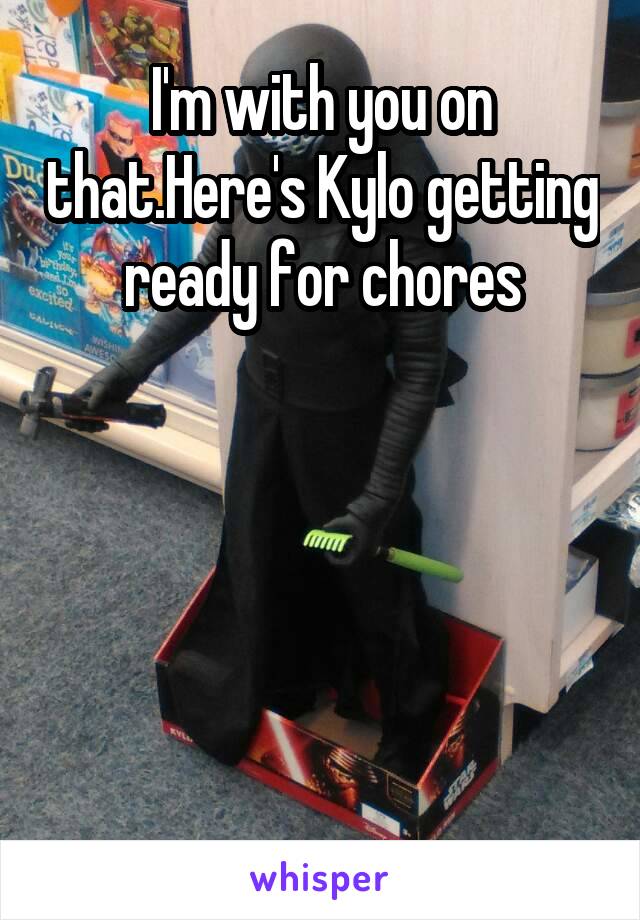 I'm with you on that.Here's Kylo getting ready for chores





