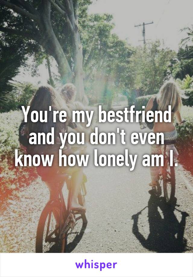 You're my bestfriend and you don't even know how lonely am I.