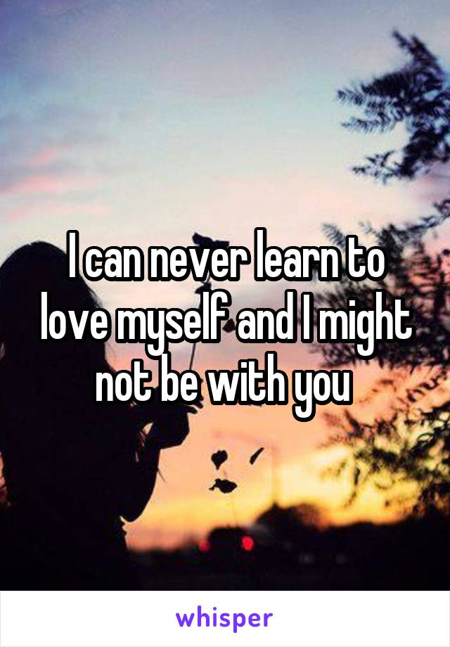 I can never learn to love myself and I might not be with you 