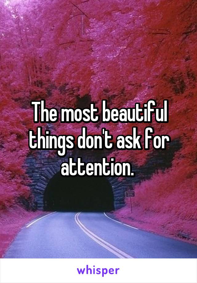 The most beautiful things don't ask for attention. 