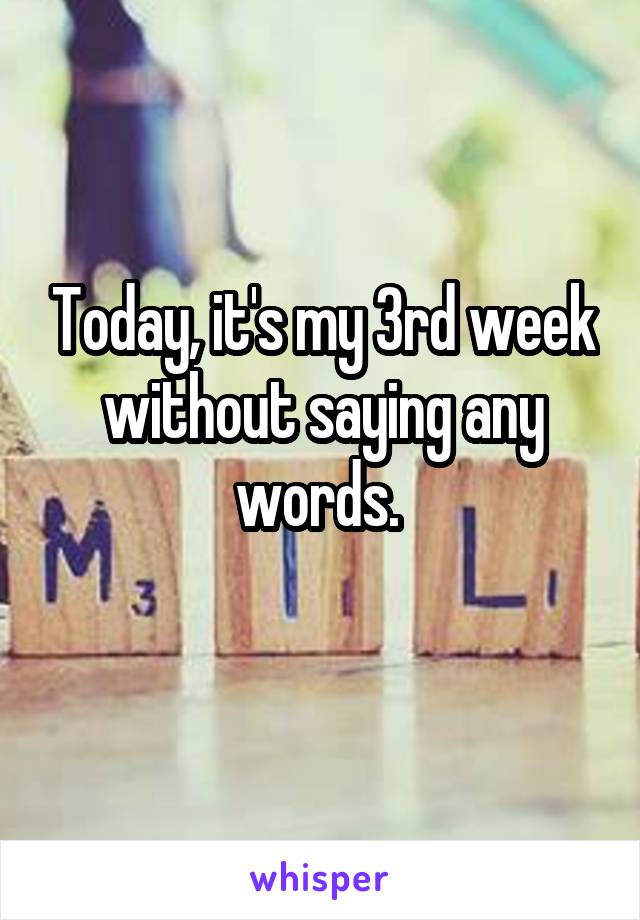 Today, it's my 3rd week without saying any words. 
