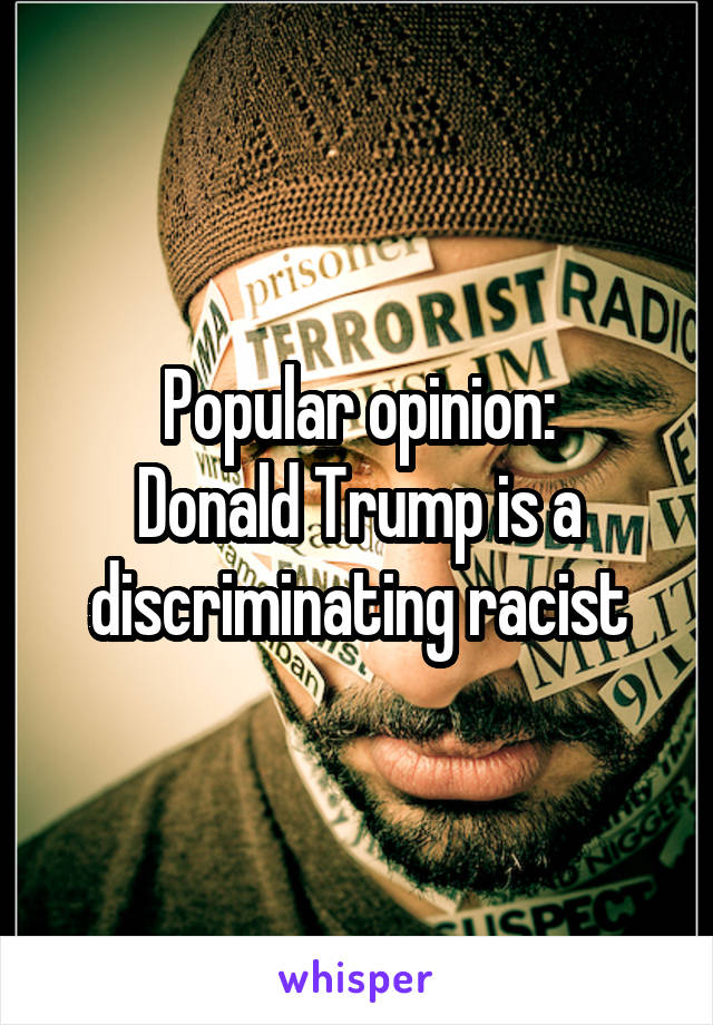 Popular opinion:
Donald Trump is a discriminating racist