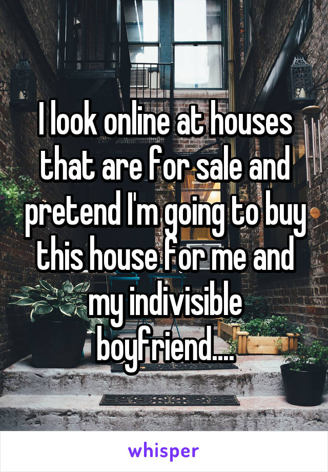 I look online at houses that are for sale and pretend I'm going to buy this house for me and my indivisible boyfriend....