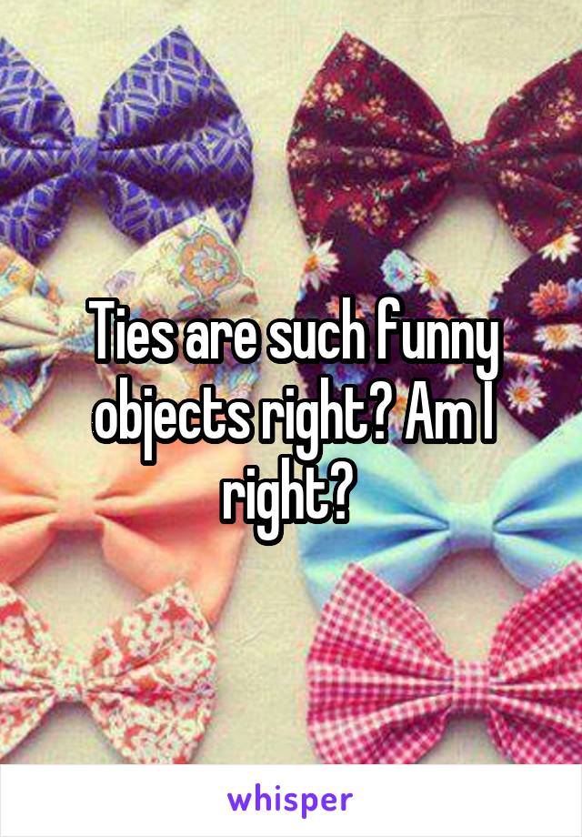 Ties are such funny objects right? Am I right? 