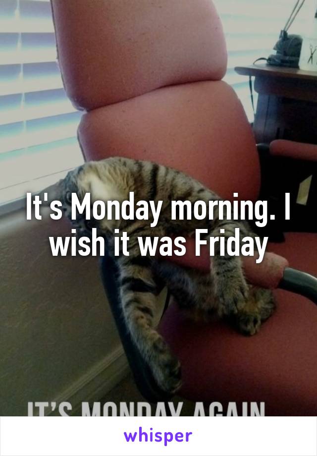 It's Monday morning. I wish it was Friday