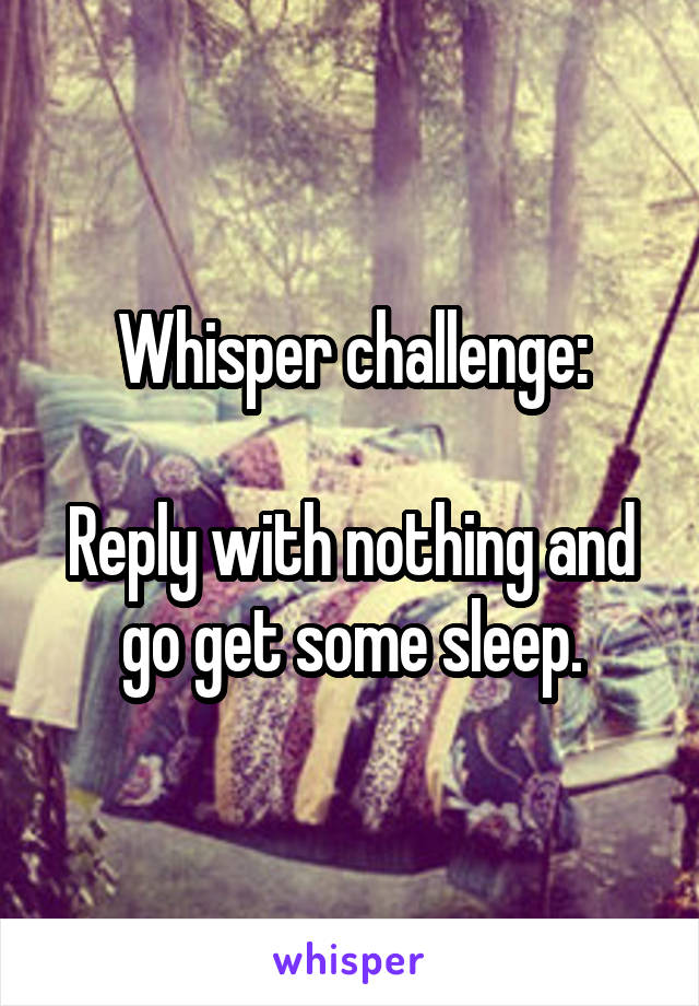 Whisper challenge:

Reply with nothing and go get some sleep.