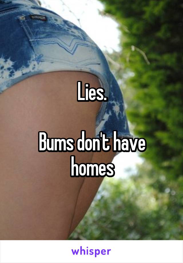 Lies.

Bums don't have homes