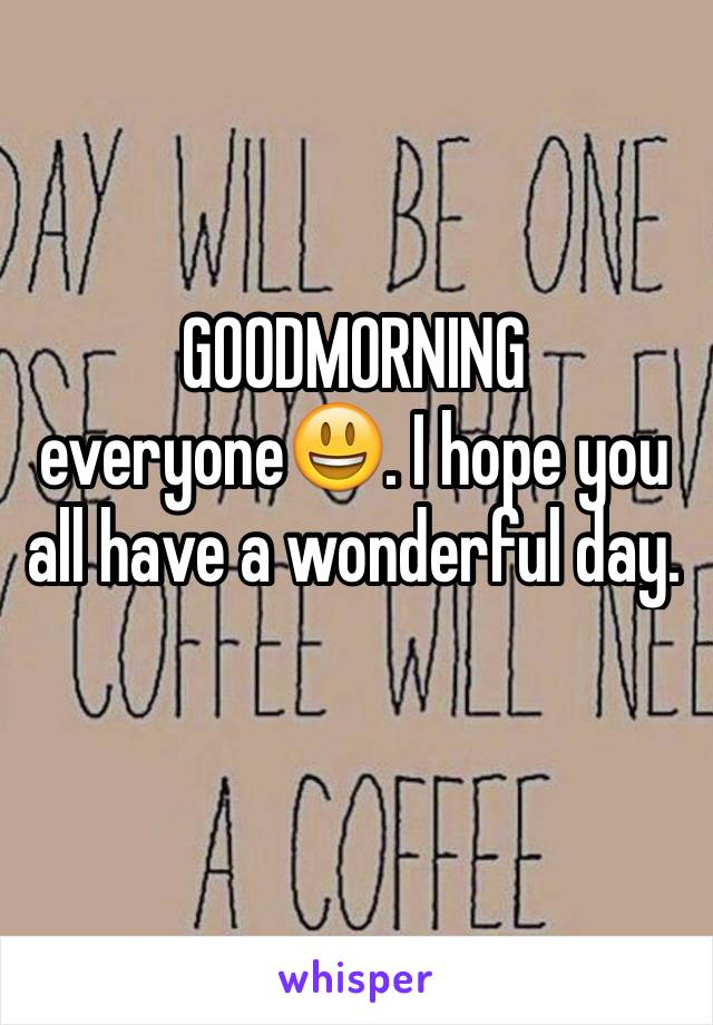 GOODMORNING everyone😃. I hope you all have a wonderful day.