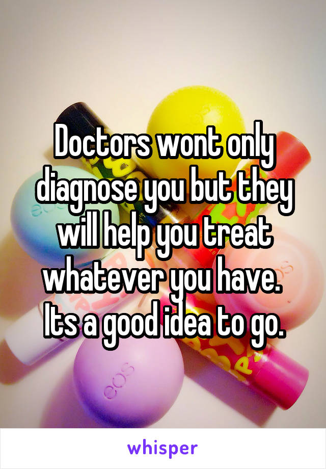 Doctors wont only diagnose you but they will help you treat whatever you have. 
Its a good idea to go.