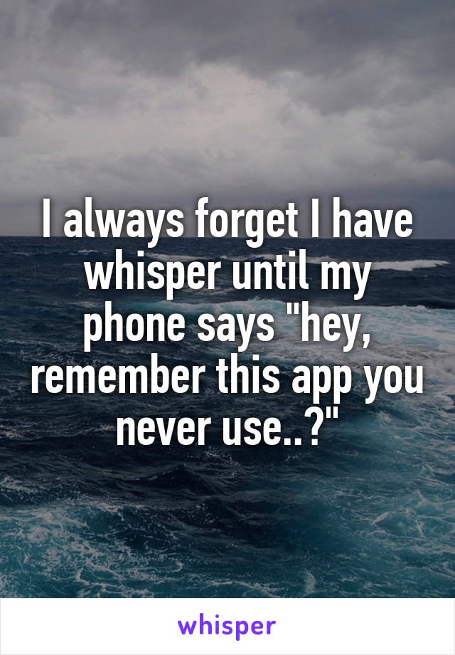 I always forget I have whisper until my phone says "hey, remember this app you never use..?"