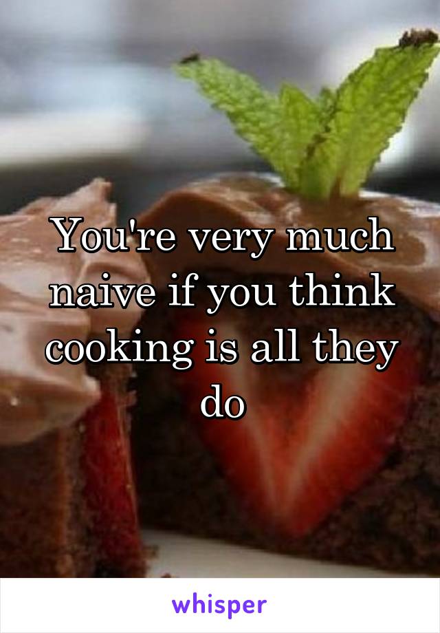 You're very much naive if you think cooking is all they do