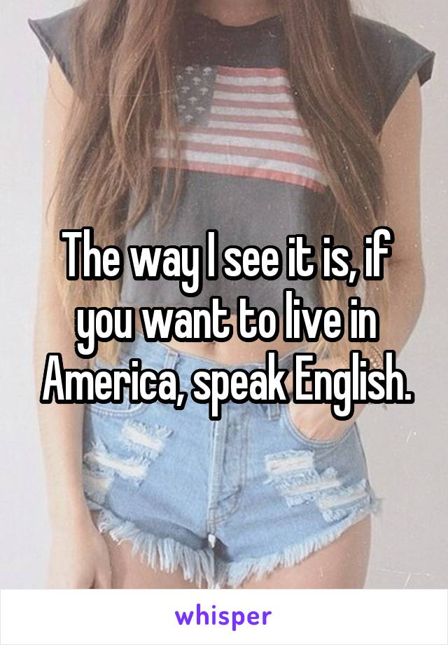 The way I see it is, if you want to live in America, speak English.