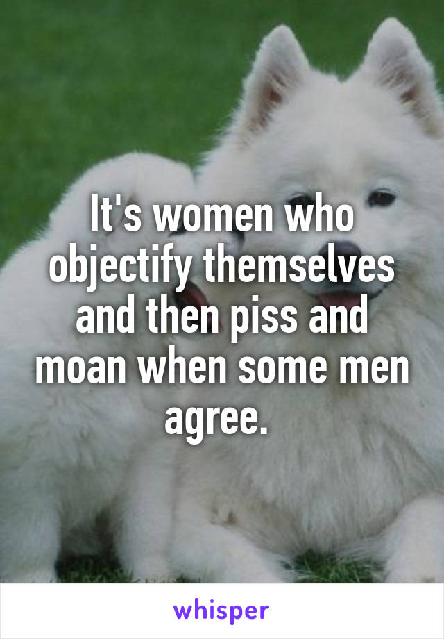 It's women who objectify themselves and then piss and moan when some men agree. 