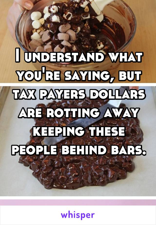 I understand what you're saying, but tax payers dollars are rotting away keeping these people behind bars. 