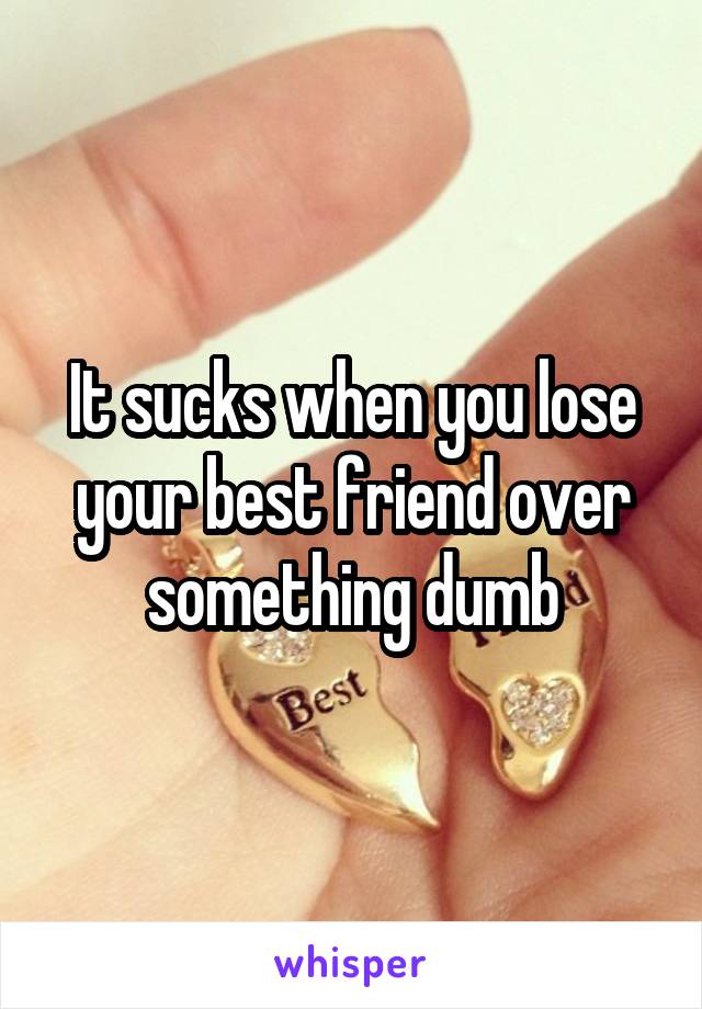 It sucks when you lose your best friend over something dumb