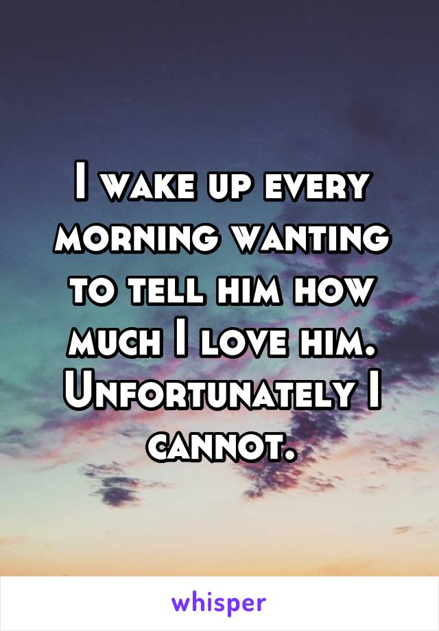 I wake up every morning wanting to tell him how much I love him. Unfortunately I cannot.