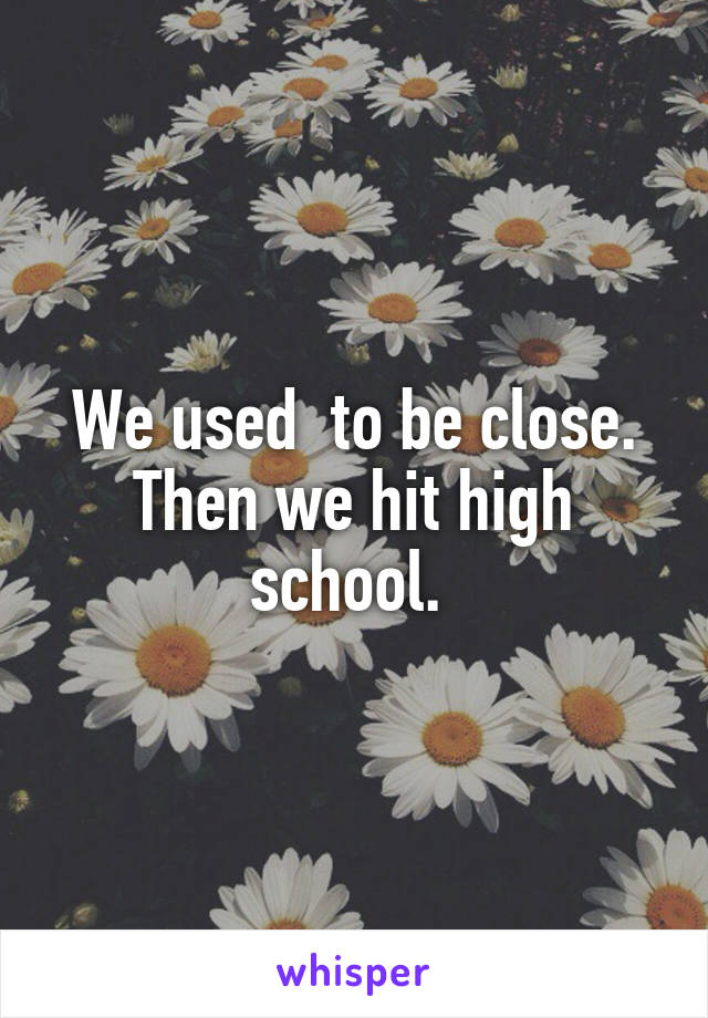 We used  to be close. Then we hit high school. 