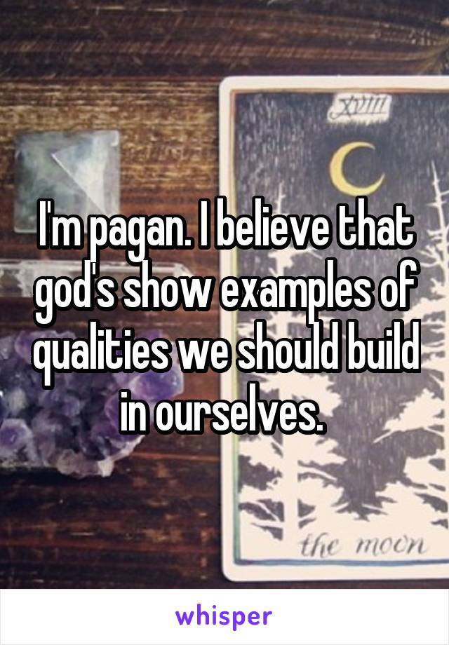 I'm pagan. I believe that god's show examples of qualities we should build in ourselves. 