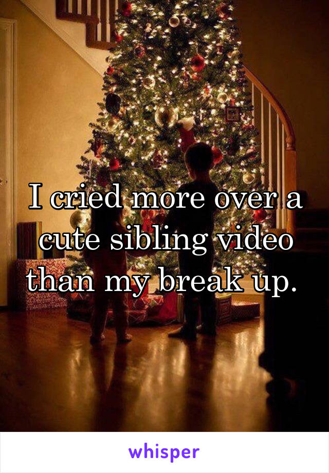 I cried more over a cute sibling video than my break up. 