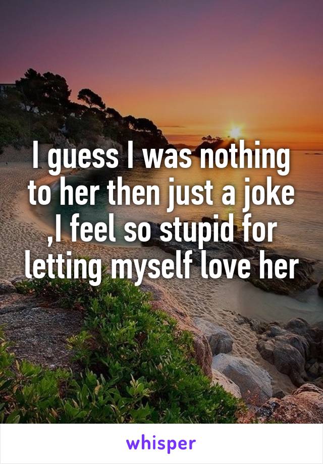 I guess I was nothing to her then just a joke ,I feel so stupid for letting myself love her
