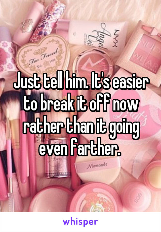 Just tell him. It's easier to break it off now rather than it going even farther. 