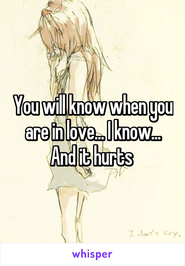 You will know when you are in love... I know... And it hurts 