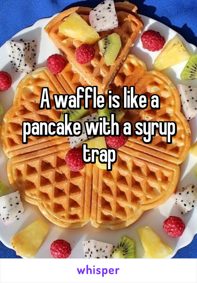 A waffle is like a pancake with a syrup trap
