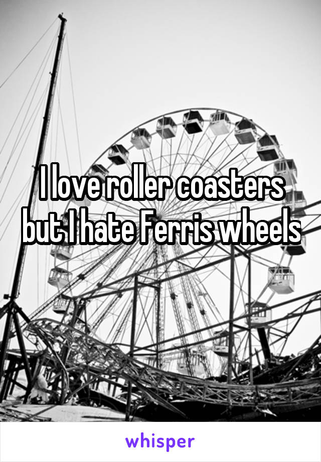 I love roller coasters but I hate Ferris wheels 