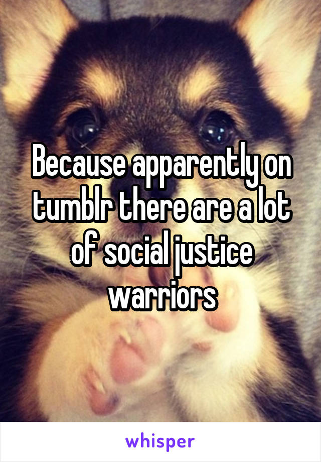 Because apparently on tumblr there are a lot of social justice warriors
