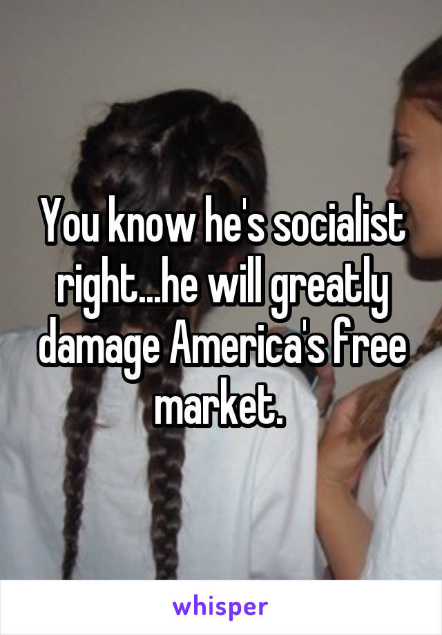 You know he's socialist right...he will greatly damage America's free market. 