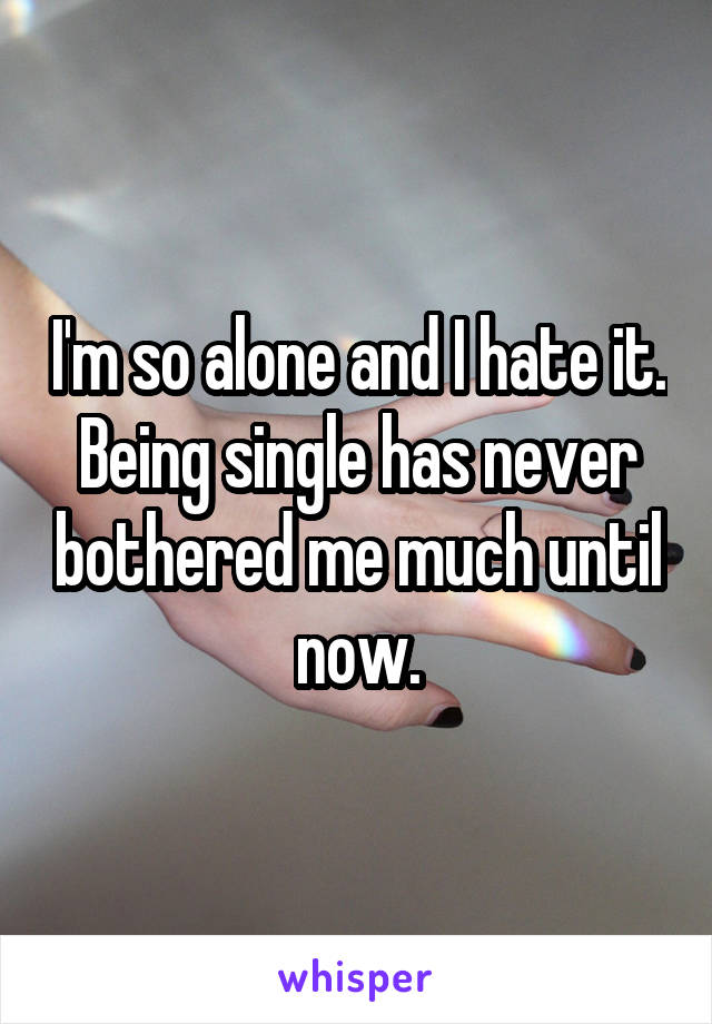 I'm so alone and I hate it. Being single has never bothered me much until now.