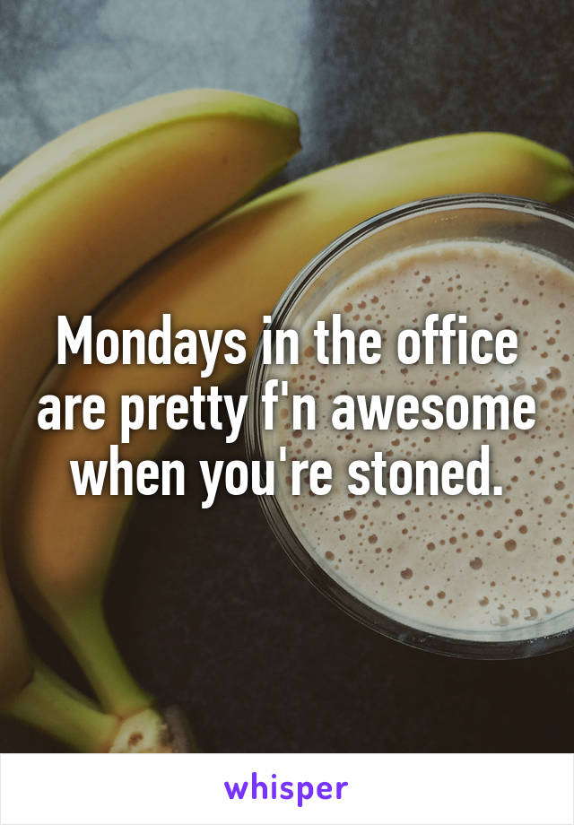 Mondays in the office are pretty f'n awesome when you're stoned.