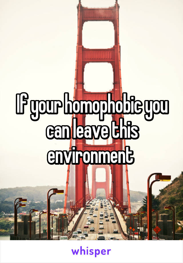 If your homophobic you can leave this environment 