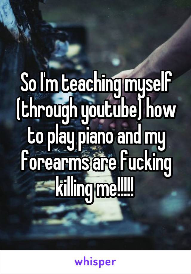 So I'm teaching myself (through youtube) how to play piano and my forearms are fucking killing me!!!!! 