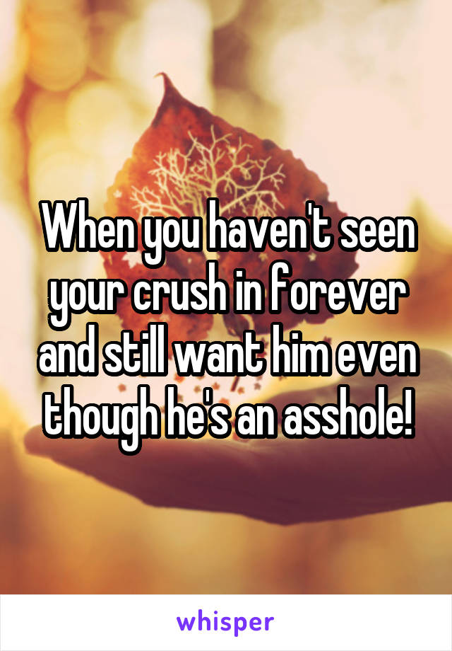 When you haven't seen your crush in forever and still want him even though he's an asshole!