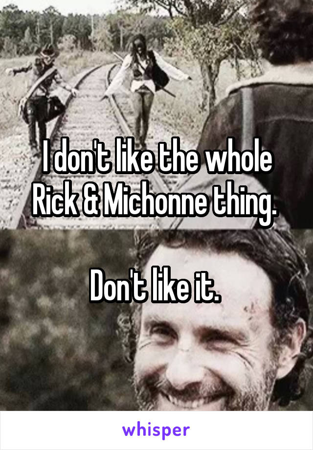 I don't like the whole Rick & Michonne thing. 

Don't like it. 