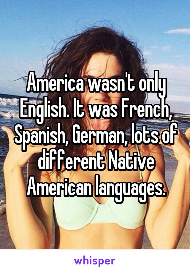 America wasn't only English. It was French, Spanish, German, lots of different Native American languages.