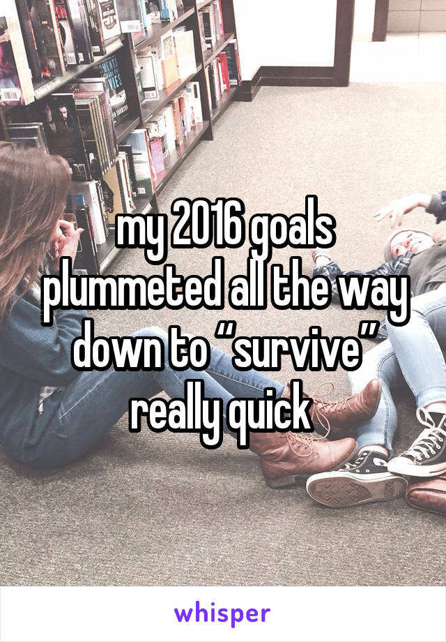 my 2016 goals plummeted all the way down to “survive” really quick 
