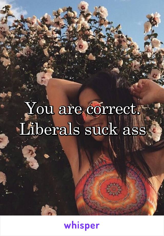 You are correct. Liberals suck ass