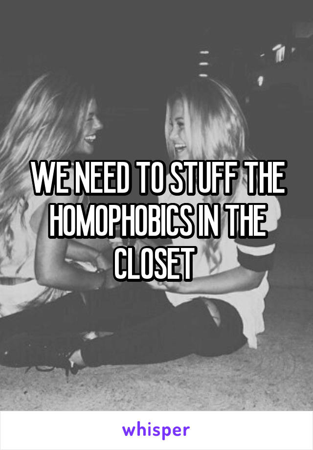 WE NEED TO STUFF THE HOMOPHOBICS IN THE CLOSET 