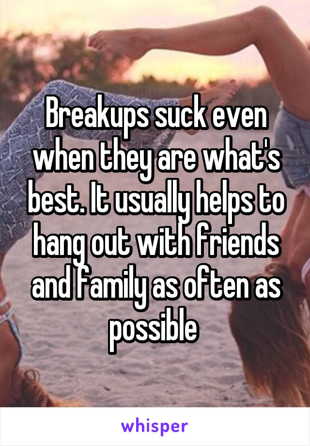 Breakups suck even when they are what's best. It usually helps to hang out with friends and family as often as possible 